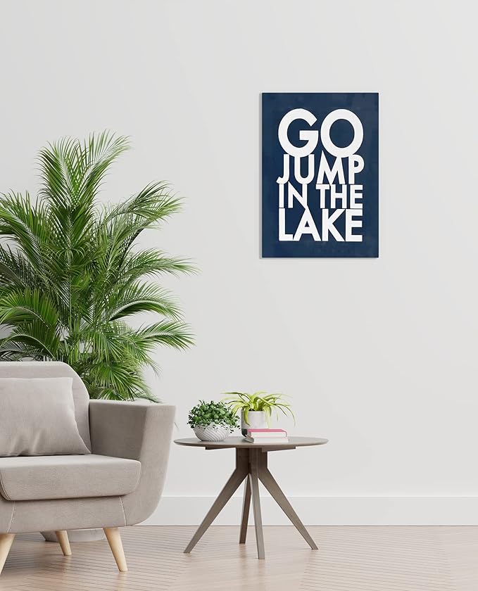 BXFAHZJ Go Jump In The Lake Wall Art Canvas Farmhouse Lake Theme 11x14 Inch Prints Decor For Lake House Home Bedroom Gifts For Lake Lover, Lake Housewarming, Lake House Porch Sign Decor