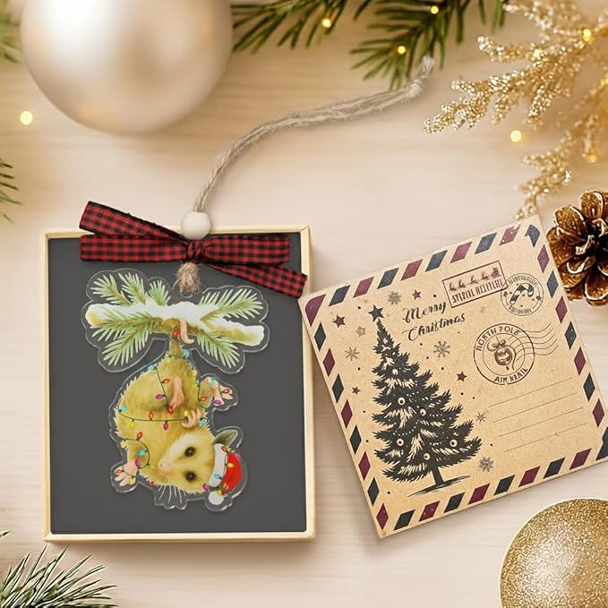 Opossum Christmas Ornament - Possum Ornaments for Christmas Tree - Funny Possum Gifts for Women - Opossum Ornament - Cute Animals Opossums Lovers Gifts - Acrylic Christmas Ornament 2025