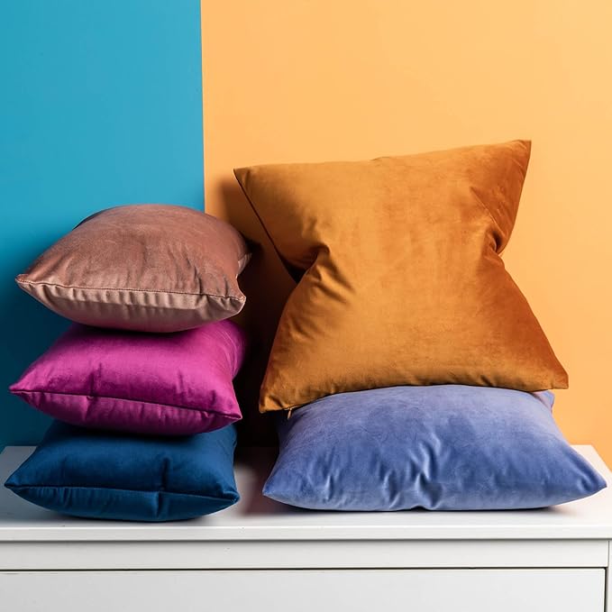 JUSPURBET Throw Pillow Covers Set of 2 Decorative Velvet Pillow Covers 24x24 for Couch Sofa Bed Soft Cushion Covers Cases with Invisible Zipper for Living Room Home Decor,Navy