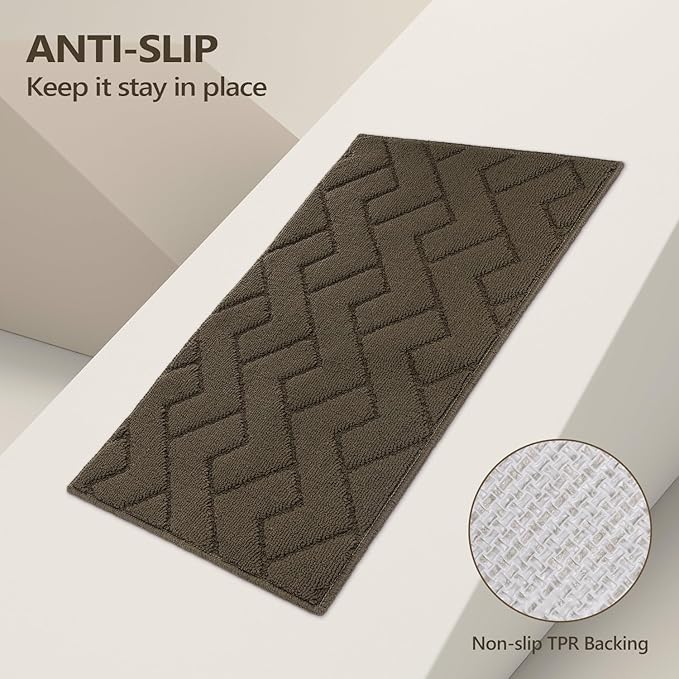 hicorfe Front Door Mat Outside Entrance,20"x31.5" Absorbent Muddy Dirt Resist Welcome Door Mats Outdoor Indoor,Stain and Fade Resistant,Non Slip Backing Entry Mat Doormat for Entryway(Latte)