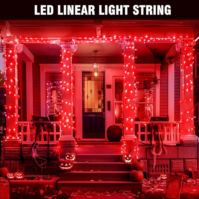 400FT Extra Long Red Christmas String Lights, LED Outdoor Waterproof Fairy Lights with Remote & Timer, 8 Modes Dimmable Seasonal Lights for Roof, Garden, Party, Wedding Decorations