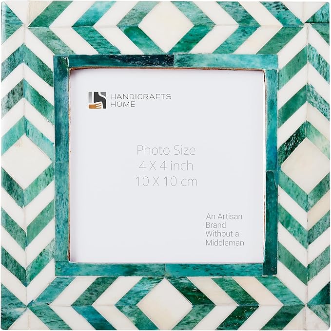 Handicrafts Home 4x4 Photo Picture Frames, Art Wall Hanging Décor - Taj-Green