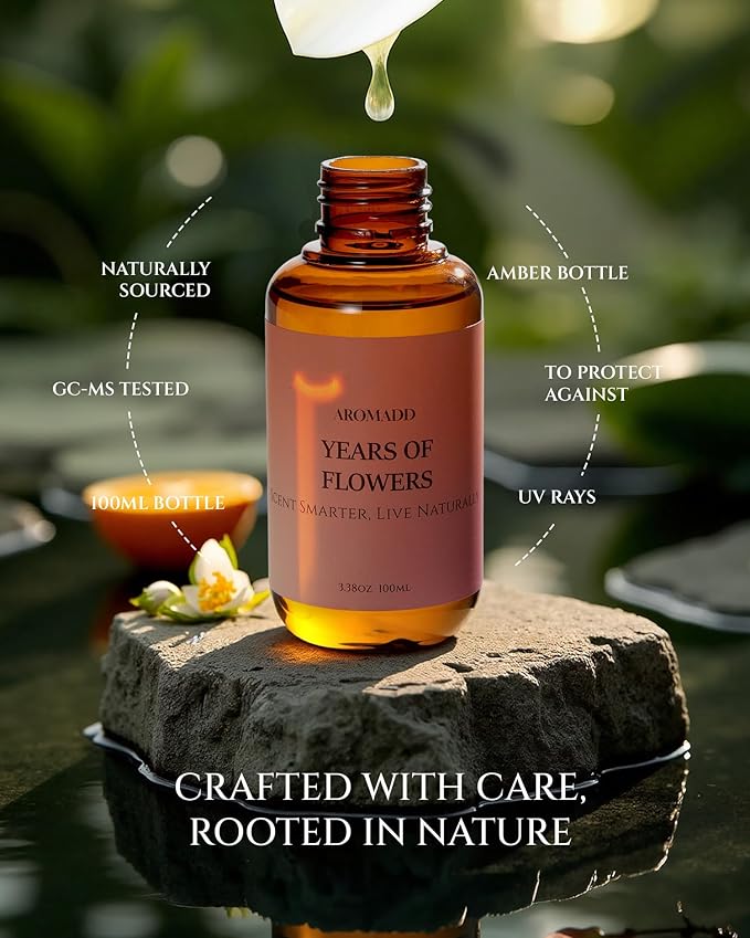 Aromadd Years of Flowers Diffuser Oil Inspired by Luxury Hotel Scent, Essential Oils for Waterless Diffuser, Freesia & Osmanthus, Long-Lasting & Natural Home Fragrance - 3.38 fl oz (100 mL)