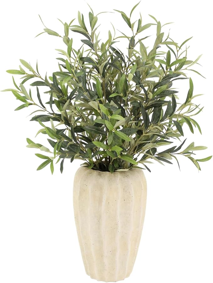 CG Hunter Faux Olive Arrangement, Premium Handmade Artificial Indoor Display Stands 30”, Beautiful Sculptural Olive Arrangement That Lasts Forever, Artisan Vase