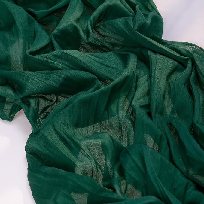 MLMC Emerald Green Table Runner Boho Dark Green Cheesecloth Table Runner 10ft Sheer Gauze Cheese Cloth Decorations for St. Patrick's Day Wedding Bridal Shower Home Party Decor