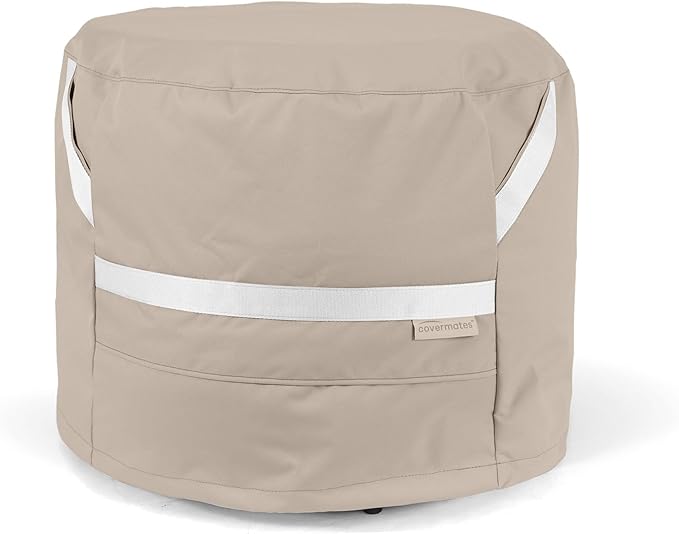 Covermates Prestige Round Ottoman Cover – 900D Polyester with Weather-Resistant PVC Backing, Drawcord Hem & Mesh Vent for Outdoor Patio Ottoman Protection, 30DIAMETER x 25H, Clay