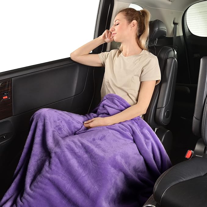 SOCHOW Flannel Fleece Blanket Twin Size, All Season Lightweight Super Soft Cozy Blanket for Bed or Couch, Purple 60inch X80''