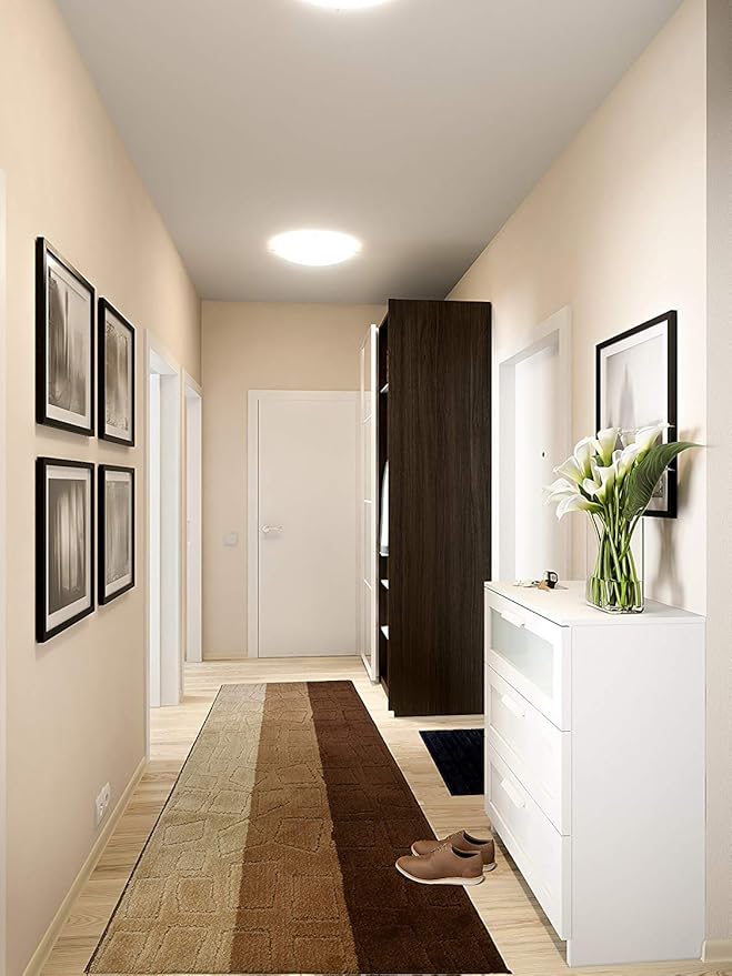 Custom Size Hallway Runner Rug, Slip Resistant, 26 Inch Wide X Your Choice of Length, Squares Brown, 26 Inch X 19 feet