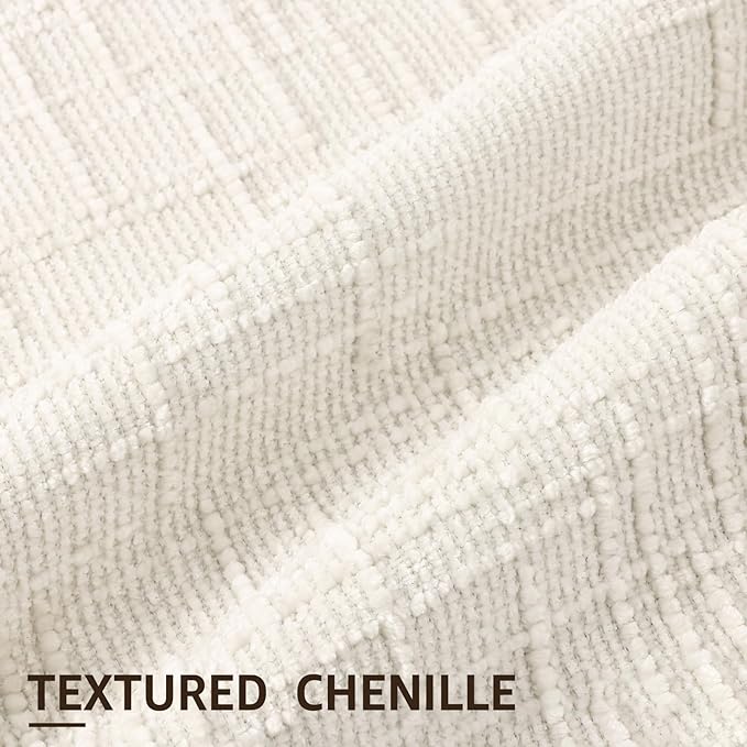 decorUhome Christmas Cream White Chenille Throw Pillow Covers 20x20 Set of 2 Thick Textured Slubby Couch Pillow Covers Farmhouse Accent Modern Neutral Decorative Pillow Cases for Bed Sofa Living Room