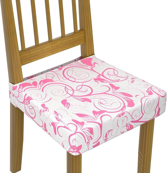 Stretch Dining Chair Seat Covers Set of 6,Dining Chair Slipcovers, Floral Printed Chair Covers,Soft Fabric Washable Upholstered Chair Seat Protector, No Rear Covers for Home Kitchen Dining Room
