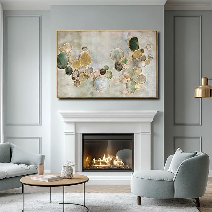 YJYart Gold Line Home Wall Decor Abstract Wall Art Neutral Canvas Artwork 32"x48" Decorations for Bedroom Large Paintings for Living Room