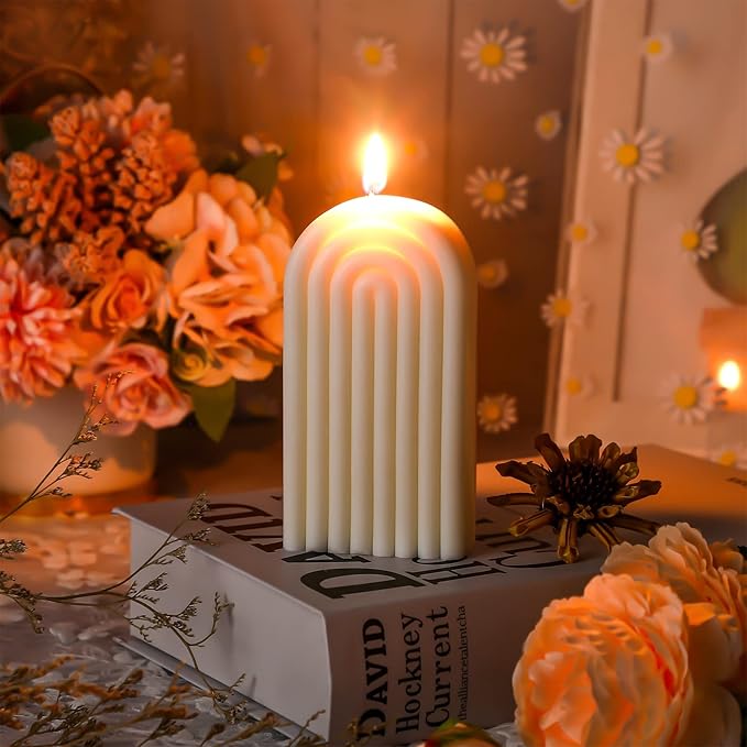 Arch Shaped Candles Geometric Scented Aesthetic Candle Geometric U Shaped Candles Minimalist Candle Aroma Wax Art Decorative Soy for Spa Yoga Birthday Gift Home Party Decor(White)