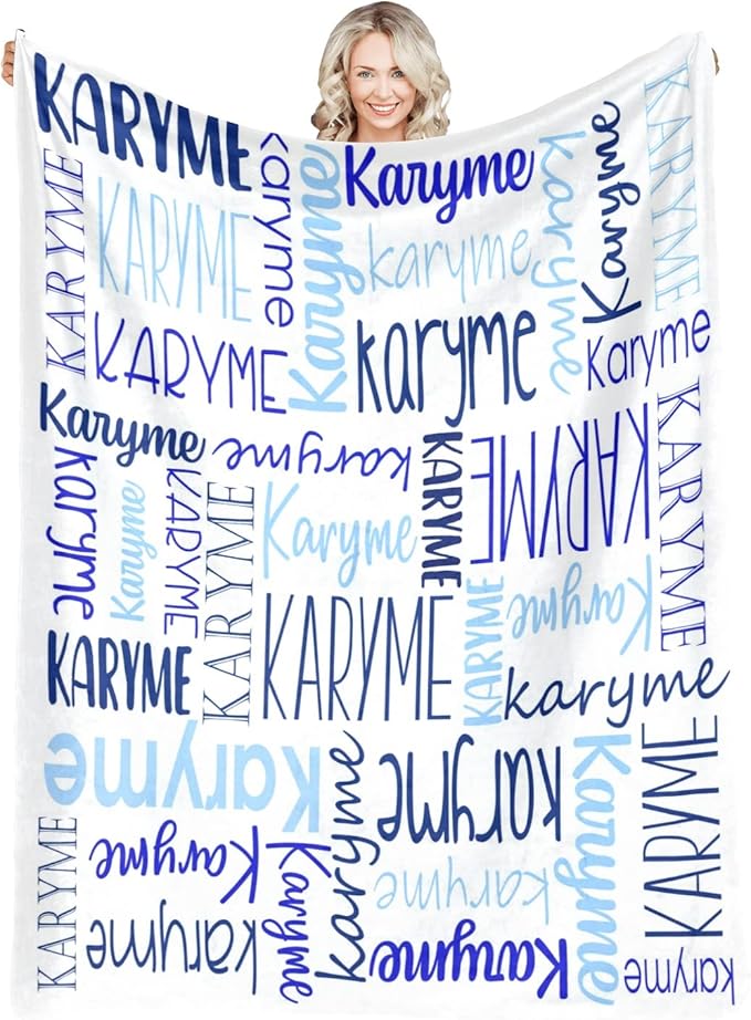 Personalized Blankets with Names Baby Gifts for Girls Boys Custom Soft Fleece and Sherpa Name Blanket for Kids and Adults Birthday for Daughter Son Granddaughter Grandson (White)