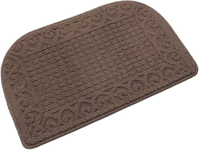 COSY HOMEER 27X18 Inch Anti Fatigue Kitchen Rug Mats are Made of 100% Polypropylene Half Round Rug Cushion Specialized in Anti Slippery and Machine Washable (Brown 1 pc) …