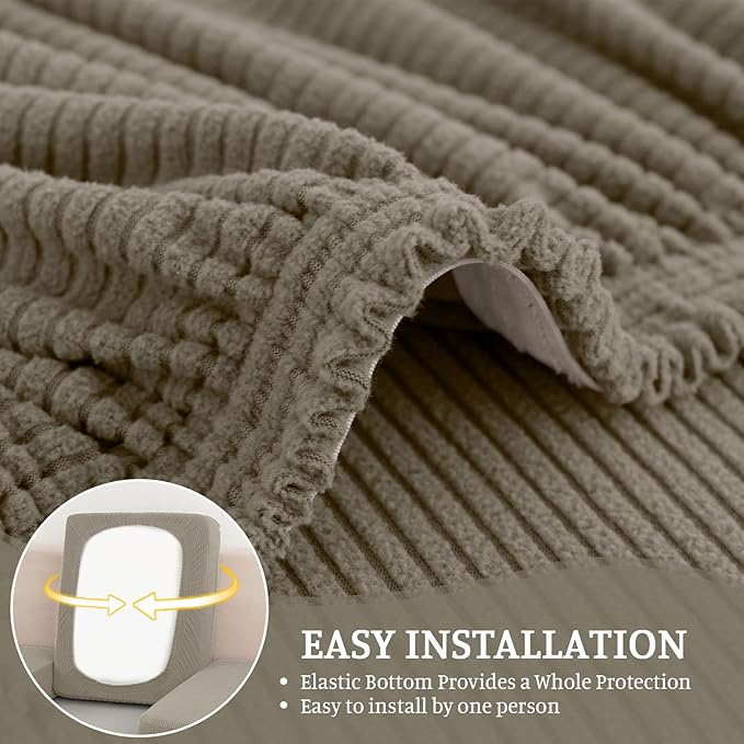 Sectional Couch Covers for Sofa Cushion L Shaped Couch Cover Washable Soft Couch Cushion Covers Stretch Sofa Slipcovers(3-Piece for Sofa Seat or Backrest, Taupe)