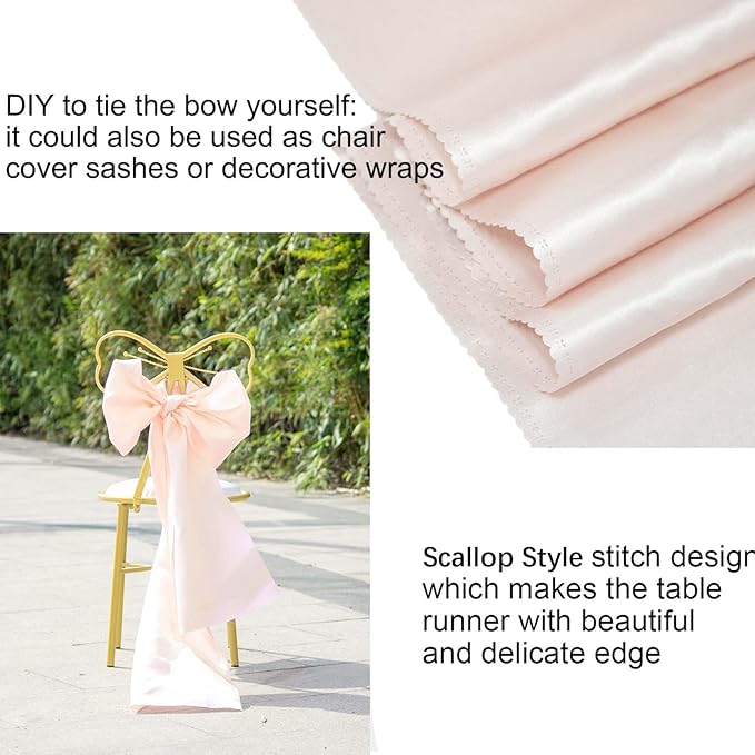 6 Pack Rose Gold Table Runners, Satin Table Runner 12x108 Inches Long, Silk and Smooth Fabric Table Runner for Wedding, Parties, Banquets Decoration