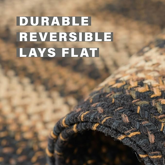 Homespice Kilimanjaro Oval Braided Rugs 5x8' - Primitive Dining Room Rugs for Under Table, Reversible, Durable and Low Maintenance No-Shed Jute