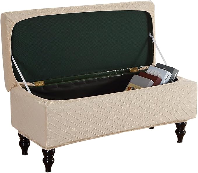 FUANGUI Ottoman Cover Stretch Storage Ottoman Bench Slipcover Printed Folding Storage Bench Ottoman Cover Footrest Stool Slipcover Footstool Protector Cover with Elastic Bottom,Medium