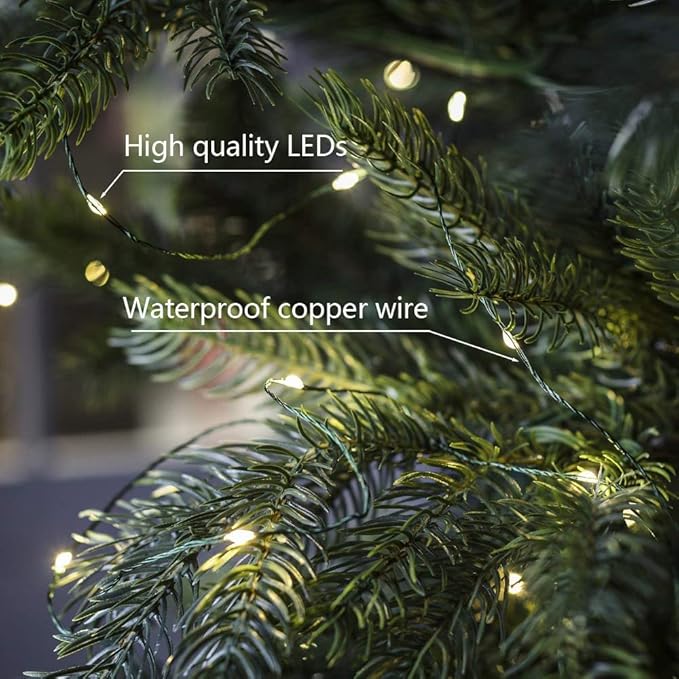 2 Pack Green Wire Fairy Lights Plug in 66Ft 200 LED Warm White Twinkle Lights LED String Lights with Remote for Christmas Tree Bedroom Living Room Wall Patio Party Decoration