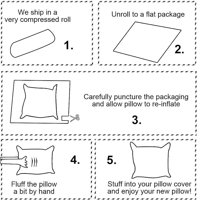 Hometex Throw Pillow Insert Polyester Filled Standard Cover (Custom Size)
