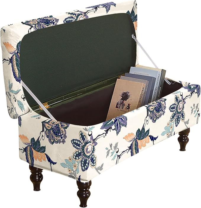 FUANGUI Ottoman Cover Stretch Storage Ottoman Bench Slipcover Jacquard Folding Storage Bench Ottoman Cover Footrest Stool Slipcover Footstool Protector Cover with Elastic Bottom Fit Length,Large