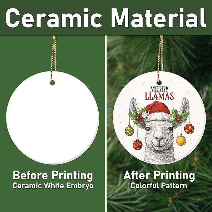 Llama Christmas Ornament 2025 – Funny Merry Llamas Ornament, Cute Xmas Tree Decoration for Animal Lovers