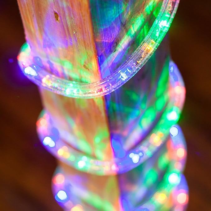 WYZworks 288LEDs, 25ft LED Outside Rope Lights, Waterproof Permanent Outdoor ETL Certified Connectable Clear Tube, Christmas Palm Tree Holiday Decorative Landscape Patio Accent Lighting - Colorful