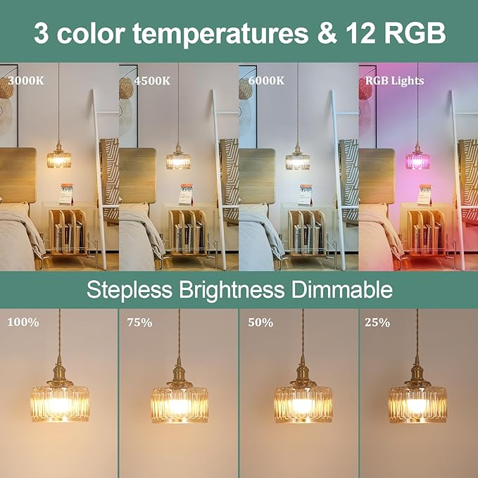 Battery Operated Pendant Light 5000mAh Rechargeable Chandelier with Remote Control Wireless Adjustable Hanging Amber Striped Light for Kitchen Island Dining Room Hallway