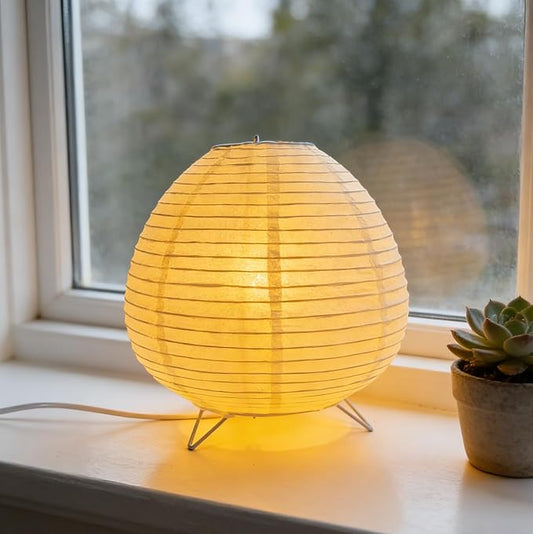 Small Paper Lantern Lamp, Japanese Paper Table Lamp with 3 Color, Cute Rice Paper Lamp for Desk Bedroom Bedside (e12 Bulb Base) Bulb Included