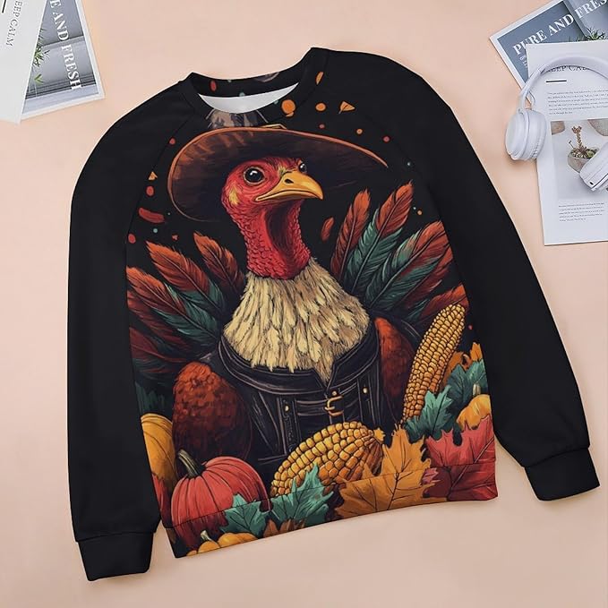 Womens Thanksgiving Sweatshirt Oversized Crewneck Pullover Casual Graphic Long Sleeve Shirts