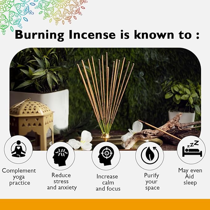Simply Vedic Sandalwood Incense Sticks 250g (Approx. 135 Handmade Sticks) with Free Holder | 45 Min Burn | Natural Charcoal-Free Agarbatti for Meditation, Yoga, Aromatherapy, Relaxation