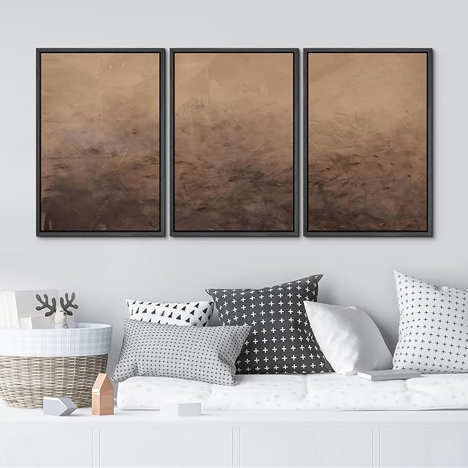 MUDECOR Framed Canvas Print Wall Art Minimalist Earthy Neutral Brown Abstract Illustrations Realism Decorative for Living Room, Bedroom, Office - 24"x36"x3 Black
