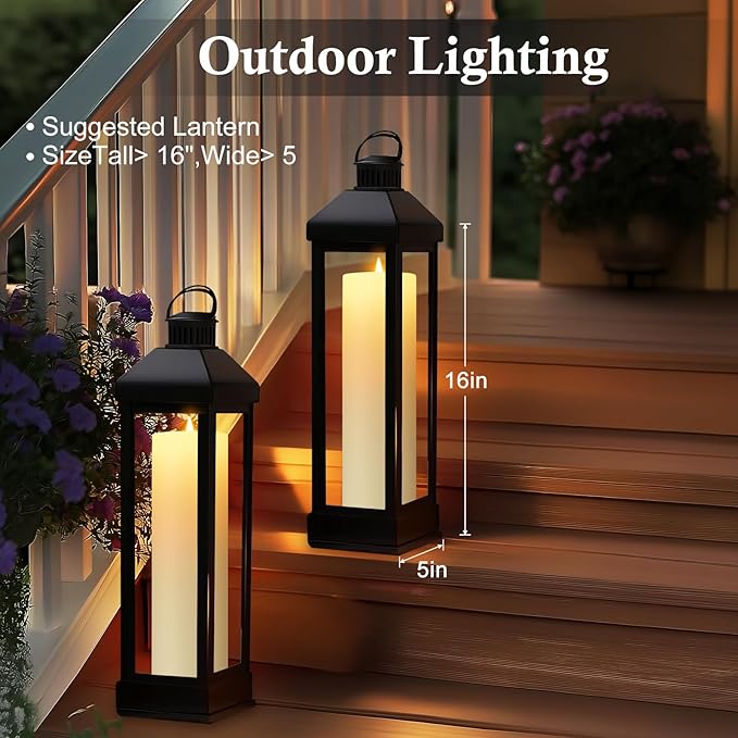 4 Pack 14" x 4" Large Outdoor Candles, Waterproof Flickering LED Flameless Candles with Timer, Battery Operated Candles with Remote Control Realistic Fake Pillar for Patio Porch Lanterns, Ivory