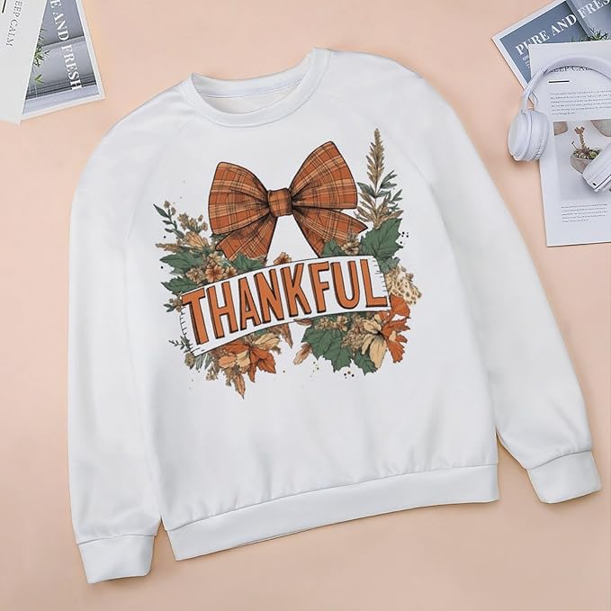 Womens Thanksgiving Sweatshirt Oversized Crewneck Pullover Casual Graphic Long Sleeve Shirts