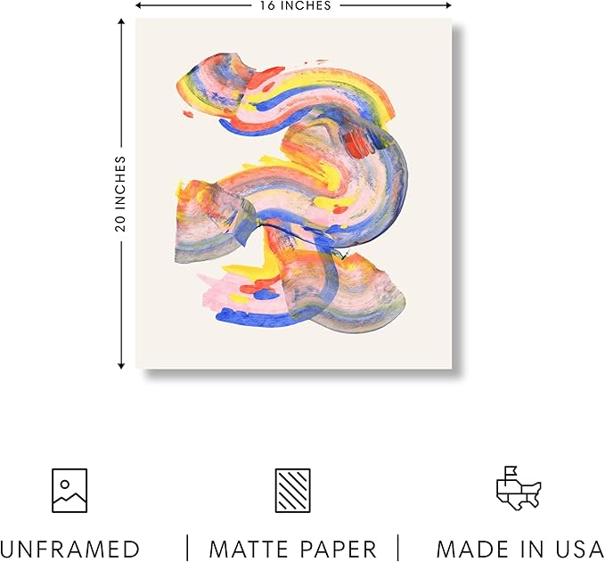 HAUS AND HUES Colorful Abstract Wall Art - Minimalist Retro Picture for Living Room Decor, Red and Pink Modern Wall Art Painting (Abstract Watercolor Swirls, Unframed, 16x20)