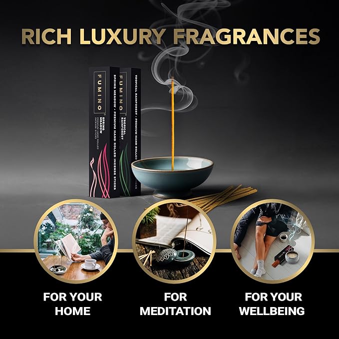 Incense Sticks Fumino Fresh Handmade Multipack Essentials Bundle 6 Boxes 84 Pieces (3oz) Masala Agarbatti Joss Scent Fragrance for Relaxation and Meditation, Home and House Decor
