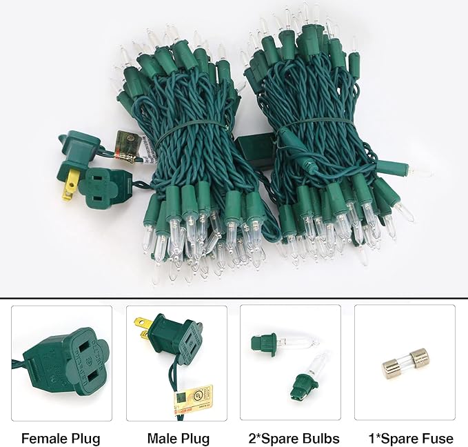 150 LED Warm White Christmas String Lights, 50 FT Green Wire, UL Certified Connectable, Xmas Lights Outdoor or Indoor