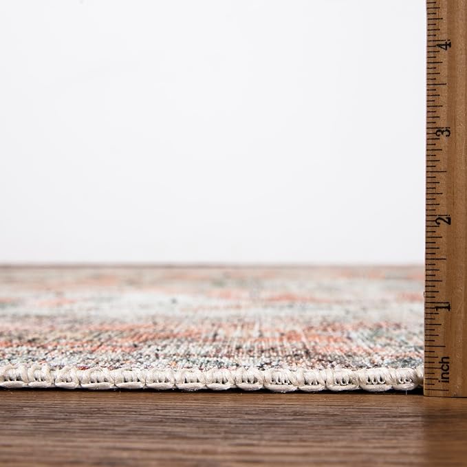Keen Home Design 2x10 Rug - Machine Washable Runner Rug with Non-Slip Backing, Ideal for Hallway, Entryway, Kitchen, Laundry Room - Vintage, Easy Clean, Durable, Low Pile - (2'6" x 10')