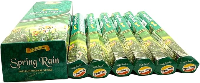 Govinda Incense - 120 Incense Sticks, Premium Incense, Masala Coated (Spring Rain)