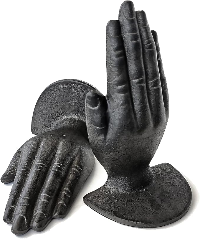 Ambipolar Hands Style Decorative Bookends - Antique Black Cast Iron Decorative Accent for Home Decor, Bookshelf, Living Room Decor, Decorative Bookends for Heavy Books