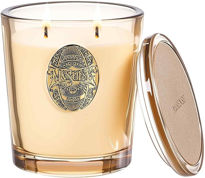 M&SENSE Large Two-Wick Soy Candle | Cheer Champagne & Gold | 19.8 oz, 120H Burn Time | Luxury Scented Candle for Relaxation, Gifting, Home Décor | Ideal for Bedroom, Office, Party Ambiance