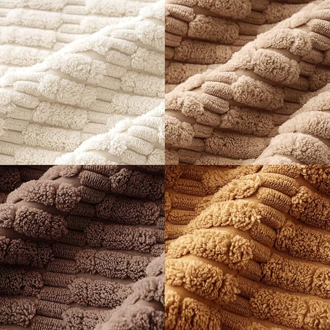 MIULEE Pack of 4 Neutral Corduroy Decorative Throw Pillow Covers 18x18 Inch for Sofa Living Room Couch Bed Rustic Farmhouse Boho Soft Striped Pillow Covers Home Decor Brown