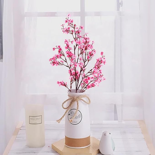 Yastouay Pink Artificial Babys Breath Flowers, 10 Pcs Real Touch Silk Faux Flowers for Decorations, Spring & Summer Floral Arrangement