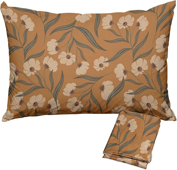 Boho Floral Pillow Covers 18x18 Inch Vintage Botanical Leaf Pillow Protectors with Zipper Standard Size Rustic Nature Wildflowers Pillow Cases Antique Midcentury Modern Bed Pillow Covers Set of 2