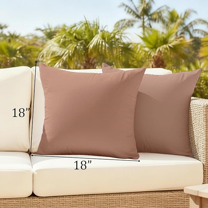 Brown Pillow Covers 18x18 Solid Decorative Throw Pillow Cover for Porch Couch Bed Farmhouse Living Room Decor Fall Pillow Covers Decorative Solid Cushion Covers Washable Set of 2 Soft Pillow Cases