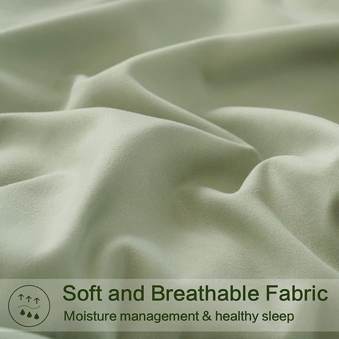 EASELAND Full Size Down Alternative Comforter - Quilted Duvet Insert for All Seasons, Soft Lightweight with Corner Tabs, Summer Winter Warm Bedding, Sage Green 82×86 Inches
