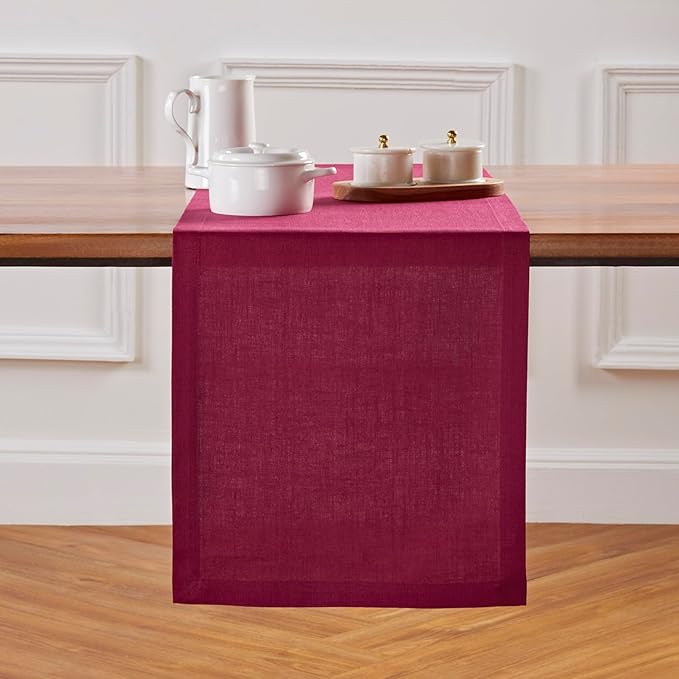 Solino Home Linen Table Runner 72 Inches Long - 100% Pure Linen Beet Table Runner 14 x 72 Inch for Valentines, Winter - Diana Medium Weight