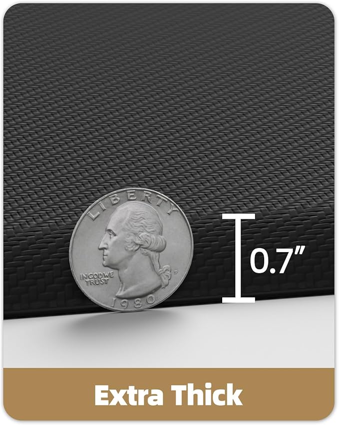 Color&Geometry 0.71" Extra Thick Anti Fatigue Cushion Kitchen Floor Mat,Easy Clean, Water & Oil Proof, Non Slip, Foam Padded Runner Rug for Front Sink,20"x39" Black (2.0Version)
