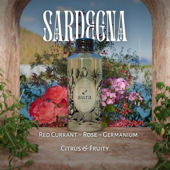 A U R A - Sardegna Fragrance Oil for Waterless Scent Diffuser - Inspired by Dipt.y.que Baies | (6.7 fl oz, 200 ml) Pure Essential Oil Blends for Aromatherapy Diffuser & Hotel Collection Oil Diffuser