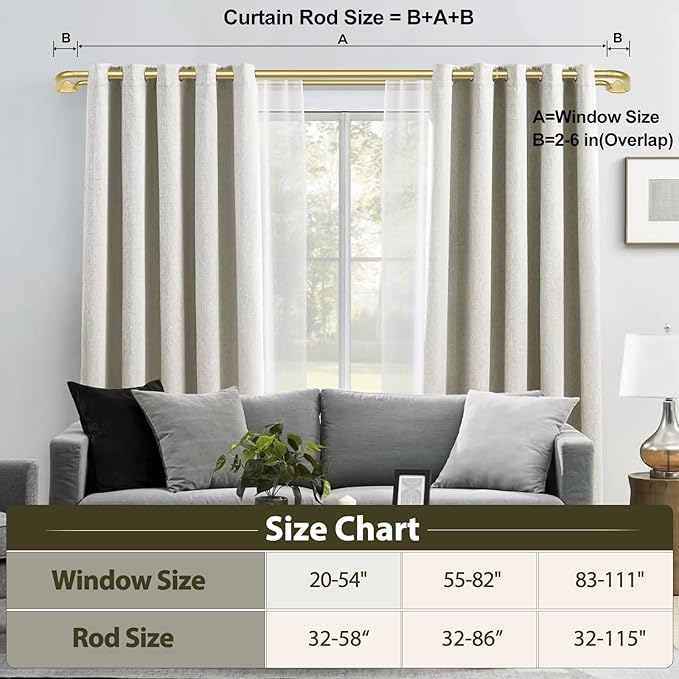Double Curtain Rods 2 Pack 48 to 84 Inches, HOTOZON Blackout Double Curtain Rods for Windows 36 to 80 Inches (3-6.6 ft), 6/8 Inches Wrap Around Room Darkening Telescoping Drapery Rod, Gold